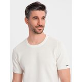 Ombre Men's knitted t-shirt with fine texture - white | shoptok.hr