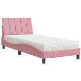  Postelja z vzmetnico roza 90x190 cm žamet | Shoptok.si