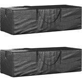 vidaXL Torba za shranjevanje vrtnih blazin 2 kosa črna 135x40x55cm PE | Shoptok.si