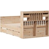 vidaXL Krevet s regalom za knjige bez madraca 135x190 cm od borovine | shoptok.hr