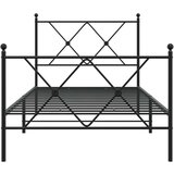 vidaXL Kovinski posteljni okvir z vzglavjem in vznožjem črn 90x200 cm | Shoptok.si