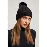 Marisse Black Beaded Pompom Hat | Shoptok.si