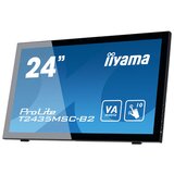 Iiyama Monitor 24" PCAP 10P Touch Screen, 1920x1080, VA panel, Flat Bezel Free Glass Front, DVI, HDMI, Displayport, 215cd/m2 (with touch), USB 2.0-Hub (2xOut), 3000:1 Contrast, 6ms, Built-in Webcam &amp; Microphone - T2435MSC-B2 | Shoptok.si