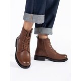 Shelvt Brown lace-up women's leather ankle boots Sergio Leone Cijene