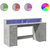 Maison Chic Pisalna miza - pisarniška miza - Računalniška miza z LED lučkami betonsko siva 160x55x91 cm inž. les, (21785062) Cene