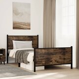 Maison Chic Kovinski Posteljni okvir - Enojna postelja - Postelja za odrasle brez vzmetnice dimljen hrast 100x200cm, (21694538) | Shoptok.si