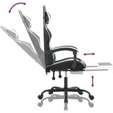  Gaming stol z oporo za noge črno in belo umetno usnje, (21378257) | Shoptok.si