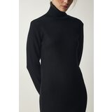  Women's Black Turtleneck Slit Knitwear Dress | Eponuda.ba