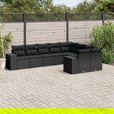 vidaXL 9-dijelni set vrtnih sofa s jastucima crni od poliratana | shoptok.hr