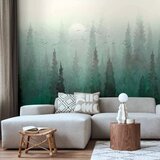  Foto tapeta - Bird\'s eye perspective - landscape of a green forest with trees in the mist 441x315 Samoljepljiva | shoptok.hr