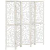 Maison Chic Paravan - Sobne pregrade 5-delni bel trden les pavlovnije, (22111879) | Shoptok.si