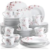 MALACASA 60-delni porcelanasti jedilni set, rožnato cvetlično, primeren za mikrovalovno pečico in pomivalni stroj, 60-DELNI, (5000166223) | Shoptok.si