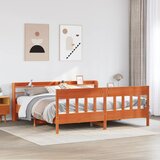 Maison Chic Posteljni okvir - Dvoposteljna postelja - Zakonska postelja brez vzmetnice vošč. rjava 200x200 cm borovina-J4628, (21763539) | Shoptok.si