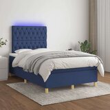  Box spring postelja z vzmetnico LED modra 120x190 cm blago | Shoptok.si