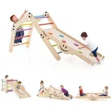Zložljive lesene plezalne igrače z nastavljivo rampo, Montessori plezalni set, barvit
