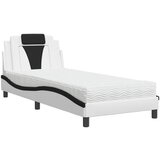  The Living Store Postelja z vzmetnico bela in črna 90x190 cm umetno usnje - Postelja, (21499722) | Shoptok.si