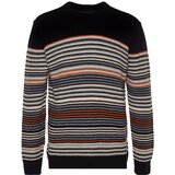 Trendyol Navy Blue Men's Regular Fit Crewneck Striped Knitwear Sweater.