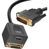 Video adapter DVID moški z DVID žensko in HDMI žensko, Črna, (5000191805)