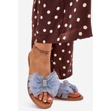 Boto Women Flat Heel Slippers With Tulle Bow Denim Tanira | shoptok.hr