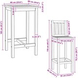  bar set 3 pcs Neprerađeno Čvrsto teak drvo | Eponuda.com