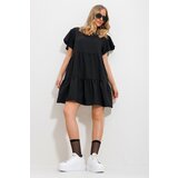Trend Alaçatı Stili Women's Black V-Neck Tiered Flounce Woven Dress cene