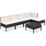 Maison Chic Seti vrtnega pohištva - Vrtna garnitura - Vrtni pohištvo set 6-delna z blazinami poli ratan črna, (21806160) | Shoptok.si