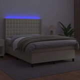  Krevet box spring s madracem LED krem 140x200cm od umjetne kože | shoptok.hr