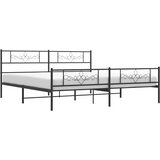  Metalni okvir kreveta uzglavlje i podnožje crni 200x200 cm | shoptok.hr