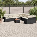 vidaXL 11-dijelni set vrtnih sofa od poliratana s jastucima crni | shoptok.hr