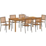 vidaXL Set za vrtno objedovanje od 7 dijelova Siva Poli Ratan Akacija | shoptok.hr