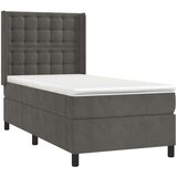  Box spring postelja z vzmetnico LED temno siva 100x200 cm žamet, (20789616) | Shoptok.si