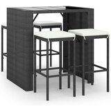 The Living Store Vrtna barska garnitura 5-delna z blazinami črn poli ratan - Vrtna Barska Garnitura, (21422423) | Shoptok.si