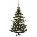  Umjetno božićno drvce s kuglicom 120 cm 150 LED lampica - Zelena 120 cm s LED-ima i ružičastim lopticama | shoptok.hr