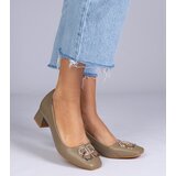 D/CEO marka niezdefiniowana Green low heel pumps with rhinestones Cahes | Shoptok.si