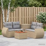  Set sofe 6 kom. Smeđa i crvena Poli Rattan i čelik | shoptok.hr