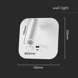  LED zidno spot svetlo sa USB portom LED/8W/230V 3000K bela | Eponuda.com