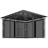 vidaXL Paviljon s komarnikom in LED lučkami 3x3x2,73 m antraciten | Shoptok.si