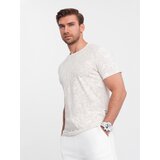 Ombre Men's fulllprint t-shirt in palm leaves - light beige Cene
