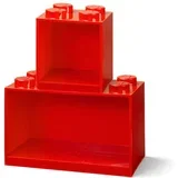 Komplet 2 otroških rdečih stenskih polic iz kock LEGO®