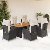  7-dijelni vrtni blagovaonski set s jastucima crni od poliratana | shoptok.hr