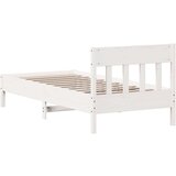 vidaXL Posteljni okvir z vzglavjem bel 75x190 cm trdna borovina | Shoptok.si