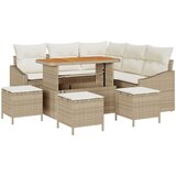 vidaXL 9-dijelni Vrtni Sofa Set s Jastučićima Bež Poli Ratan Akacija, 2-sjedni Vrtni Sofa s Jastučićima Bež Poli Ratan, 4-dijelni Vrtni Set za Ručavanje s Jastučićima Bež Poli Ratan Akacija | shoptok.hr