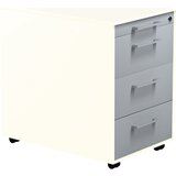 mauser Predalnik na kolesih, VxG 570 x 600 mm, 3 predali, čisto bele / aluminijasto srebrne / čisto bele barve | Shoptok.si