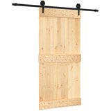  Klizna vrata Prirodna i crna 100 x 210 cm Čvrsta borovina | shoptok.hr