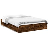 vidaXL Posteljni okvir s predali dimljen hrast 150x200 cm inž. les | Shoptok.si