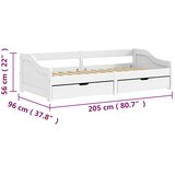  Dnevni ležaj s 2 ladice IRUN bijeli 90x200 cm masivna borovina | shoptok.hr