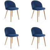 AKORD Sj.075 Jedilni Stoli Iz Žameta, Komplet 4 Stolov, Mornarsko Modra, (5000333444) | Shoptok.si