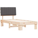 vidaXL Posteljni okvir z oblazinjenim vzglavjem Temno siva 90 x 190 cm | Shoptok.si