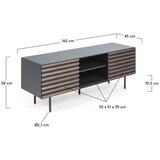 Kave Home Črna TV omarica v orehovem dekorju 162x58x45 cm Kesia – | Shoptok.si