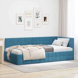 vidaXL Kotna postelja z vzglavjem Modra 100 x 200 cm Žamet | Shoptok.si